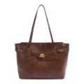 Braune retro minimalistische Tasche, stilvolle große Pendler Schultertasche Variante. - Braun