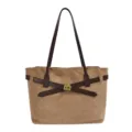 Elegante braune Wildleder-Tasche für Damen, stilvolle Umhängetasche mit Gürtel und Schloss. - Khaki