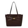 Winter vintage braune Wildleder Tote Tasche, grosse Kapazitaet Mode Pendler Schultertasche. - Kaffee