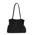 Schwarze Gewebte Schultertasche Große Kapazität Lässige Unterarmtasche Elegante Handtasche - Schwarz
