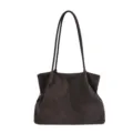 Braune geflochtene Ledertasche lässige elegante große Umhängetasche für Damen neu - Kaffee