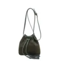Dunkelgruene Veloursleder Beuteltasche Damen Retro Kordelzug Umhaengetasche Mode - Grün