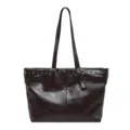 Dunkelbraune PU Leder große Schultertasche Shopper für Damen elegante Alltagstasche chic. - Kaffee