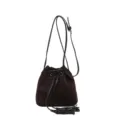 Retro frosted bucket bag for women, autumn winter fashion shoulder bag with tassel drawstring. - Coffee