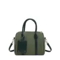 Vintage dunkelgrüne Wildleder Boston Handtasche, stilvolle Umhängetasche mit Griffen. - Grün