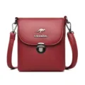 Rode lederen schoudertas voor dames, stijlvolle kleine tas met metalen sluiting en riem. - Rood