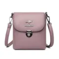Modieuze roze zachte lederen crossbody tas voor dames, stijlvolle handige telefoontas. - Paars