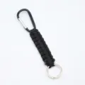 Porte-clés paracorde noir avec mousqueton et anneau pour utilisation en extérieur et clés. - Noir