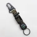 Multitool outdoor survival paracord keychain with compass and fire starter for camping. - Army Green Camo