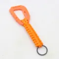 Outdoor paracord braided carabiner keychain multi-functional backpack pendant detail view - Orange