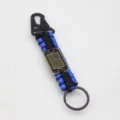 Tactical paracord keychain with eagle clip and American flag metal tag for outdoor survival gear. - Royal Blue and Black