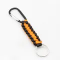 Llavero de paracaídas negro naranja con mosquetón, anillo de llave trenzado resistente exterior. - Naranja Y Negro
