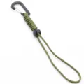 Outdoor tactical paracord lanyard with carabiner loop for camping backpacking keys - Army Green