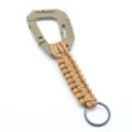 Outdoor tactical paracord carabiner keychain 7-core nylon rope backpack pendant khaki - Khaki