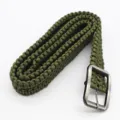 Green paracord belt handmade tactical survival strap outdoor adventure gear detail. - Army Green