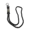 Cordón de paracord negro llavero de supervivencia para acampar al aire libre con gancho de metal. - Negro