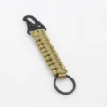 Paracord Keychain Carabiner Army Green Braided Keyring for Outdoor Gear EDC Use - Khaki
