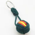 Paracord monkey fist keychain outdoor tactical survival braided cord key ring pendant green - Dark Green + Red Yellow Red (Plastic Ball)