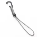 Outdoor tactical paracord keychain with carabiner, durable braided rope for camping and keys. - Gray