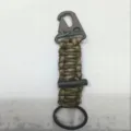 Paracord keychain with carabiner tactical survival gear outdoor military rope keyring tool - Army Green Camo