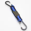 Paracord Keychain Survival Lanyard with US Flag Metal Tag Black Blue Carabiner Clip - Black and Blue