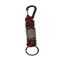 Red And Black Paracord Keychain Survival Lanyard With Carabiner And Flag Metal Tag. - Red and Black Camo