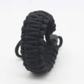 Black paracord camera wrist strap, durable survival bracelet with dual-layer 7-strand core. - Black