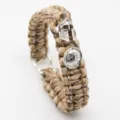 Spartan helmet paracord survival bracelet with metal shackle clasp for outdoor sports gear. - Desert Camouflage