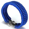 Blaues Paracord Überlebensarmband mit Zinklegierung Schäkel für Outdoor Camping und Wandern. - Blau