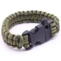 Army green paracord survival bracelet with plastic whistle buckle for outdoor sports. - Army Green