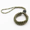 Camouflage green paracord camera wrist strap, durable survival braided lanyard for secure grip. - Camouflage Green