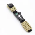 Detailed view of the outdoor multi-functional survival paracord bracelet with compass. - Khaki