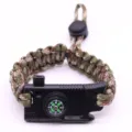 Multi-functional survival paracord bracelet with compass and whistle for outdoor camping. - Adjustable (Army Green Camo)