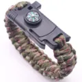 Outdoor survival paracord bracelet with compass buckle for camping and hiking adventures. - Army Green Camouflage