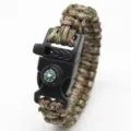 Outdoor survival paracord bracelet with built-in compass whistle tactical emergency gear - Army Green Camo