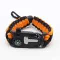 Survival paracord bracelet with compass and multi-functional buckle for outdoor camping. - Orange And Black