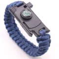 Blue paracord survival bracelet with compass for outdoor camping and emergency use - Navy Blue