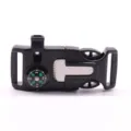 Multifunctional outdoor survival buckle paracord accessory with compass whistle and scraper for camping. - Multifunctional Survival Buckle / Black