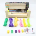 Paracord bracelet wooden jig DIY weaving tool set with colorful ropes and plastic buckles. - Wooden Jig with 6 Sets Cords and Buckles