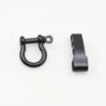 Black zinc alloy U-shaped shackle and adjustable buckle for paracord survival bracelets. - Belly Buckle Four Holes / Black