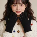 Gants de tricot noir d'hiver pour hommes et femmes, chauds et élastiques à doigts. - Taille unique / Noir