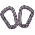 Black plastic tactical D-ring carabiner clip for backpack outdoor hiking webbing gear. - Black No.1
