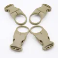 Detail shot of khaki outdoor water bottle quick release clips for 25MM webbing backpack strap. - Khaki