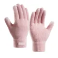 Gants tactiles en tricot rose pour l'hiver chaud confort doux tissu thermique de haute qualite. - Taille unique / Rose