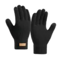 Gants d'hiver tactiles et chauds en tricot noir pour hommes et femmes, doublés de polaire. - Taille unique / Noir