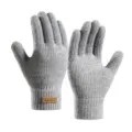 Gants en tricot chaud d'hiver pour hommes et femmes, gants thermiques tactiles de couleur grise. - Taille unique / Gris