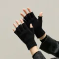 Guantes de invierno de punto de lana negra sin dedos para ciclismo y uso diario. - Talla única / Negro