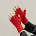 Guantes de invierno de punto de lana sin dedos para hombre y mujer ciclismo cálido - Talla única / Rojo