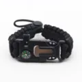 Multi-functional survival paracord bracelet with compass outdoor wristband adjustable main view - Black
