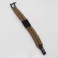 Durable paracord survival bracelet for outdoor sports, tactical wrist rope with alloy buckle. - Brown & Black